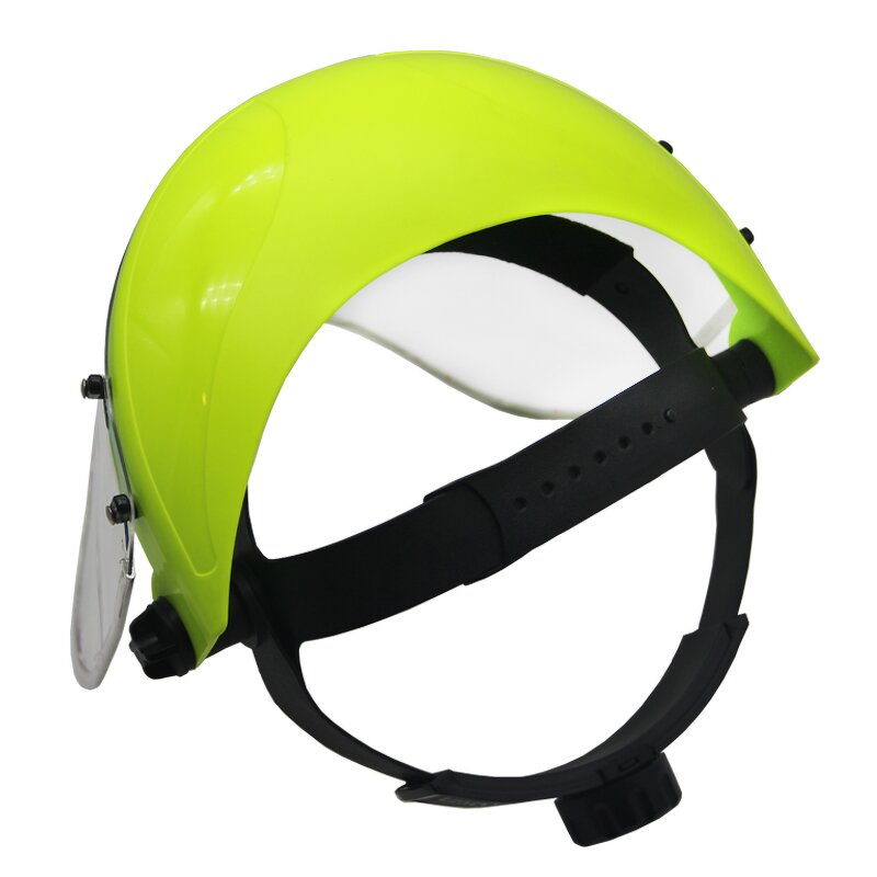 Face Shield Manufacturer - Safety PVC PC Yellow Full Visor with Headgear Aluminum