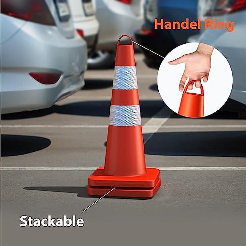 Traffic Cone Manufacturer - Heavy-Duty Orange PVC Flexible Reflective with Handle