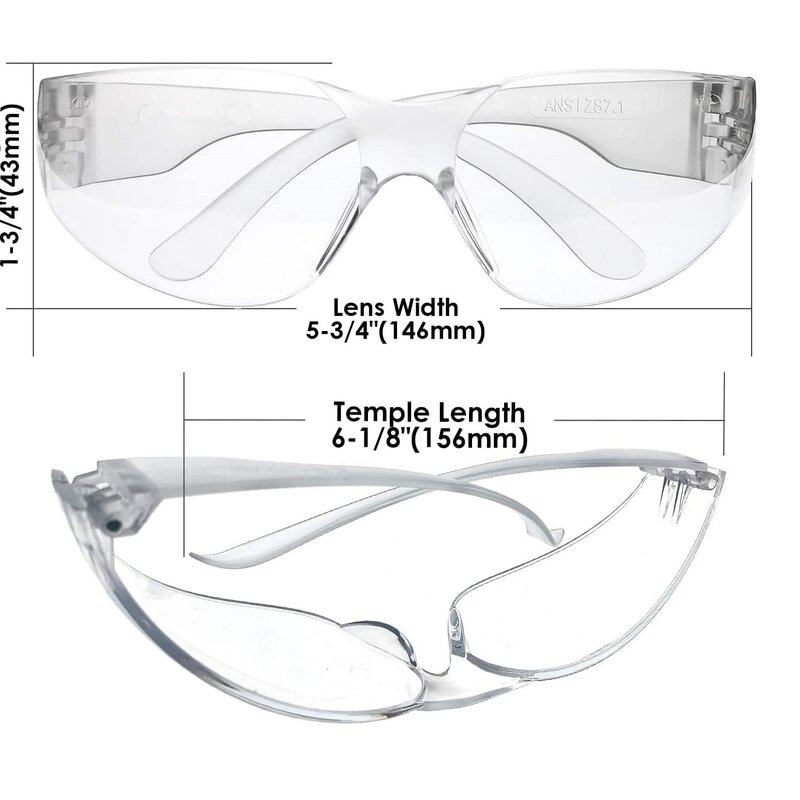 Safety Glasses Manufacturer - 12 Pack Impact Resistant Protective Glasses Clear Lenses