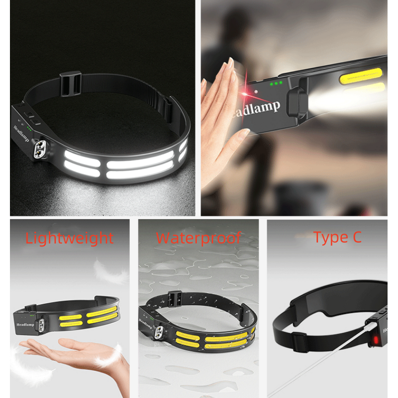 Headlamp Manufacturer - Lightweight Durable COB with Side Red Warning Light for Running