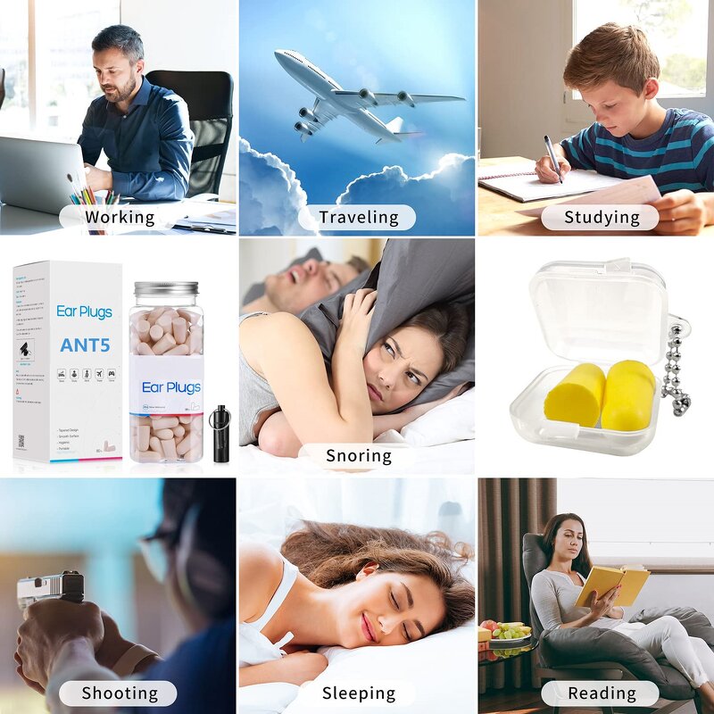 Earplugs Manufacturer - Travel Flight Foam Bullet Shape with Protective Case PU