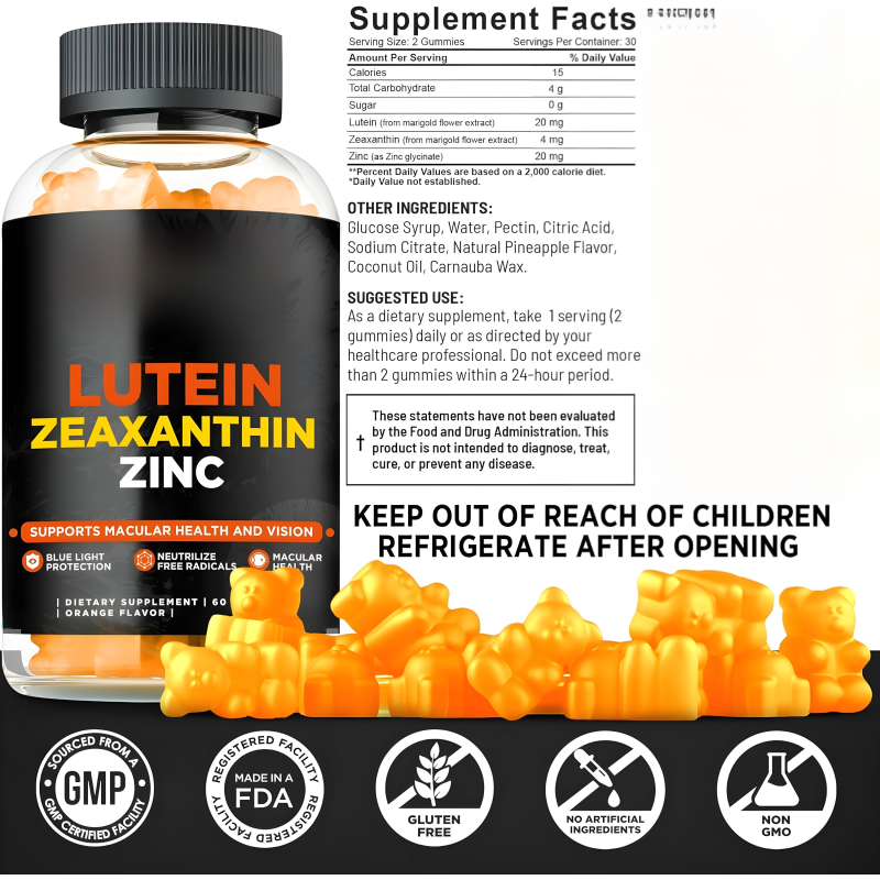 Lutein Gummies Manufacturer - with Zeaxanthin Zinc Skin Eye Health Supplement