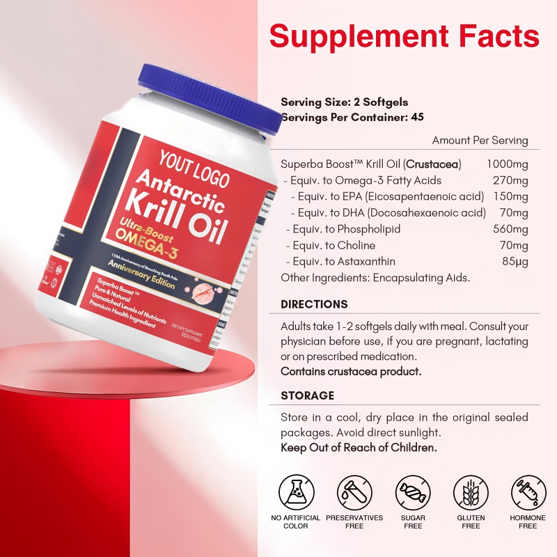 Krill Oil Softgel Factory - OEM ODM Custom Machining Omega 3 EPA DHA