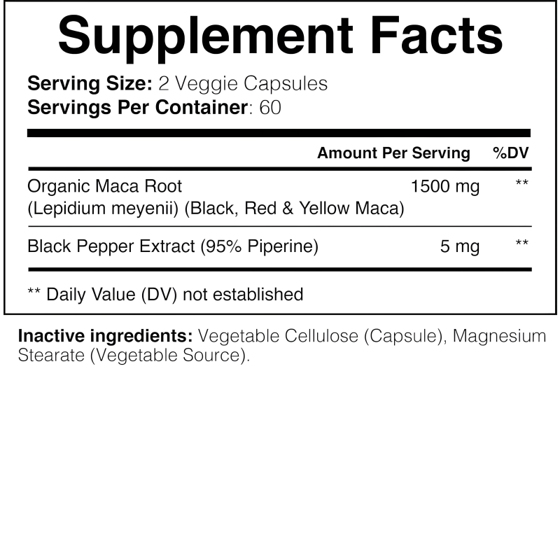 Maca Root Powder Capsules Factory - Vegetarian Pills Black Red Yellow Extract