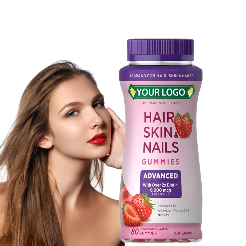 Biotin Gummy Factory - Vegan Vitamin A C Strawberry Hair Skin Nails