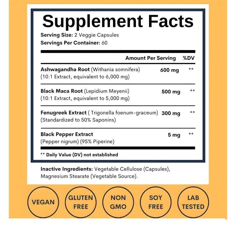Ashwagandha Capsules Factory - Maca Root Fenugreek Extract Vegetarian Supplement