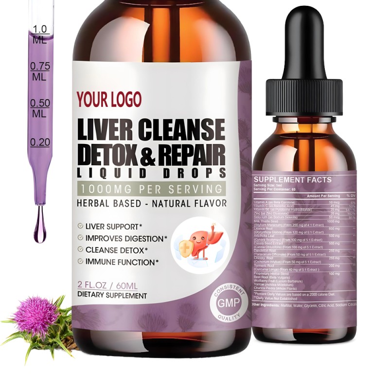 Liver Cleanse Drops Factory - Private Label Milk Thistle Artichoke Antioxidant Vegetarian