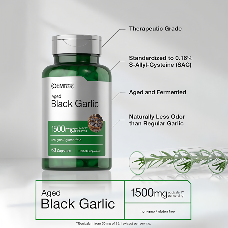 Black Garlic Capsules Manufacturer - Private Label GMP Certified Gluten Free Eco