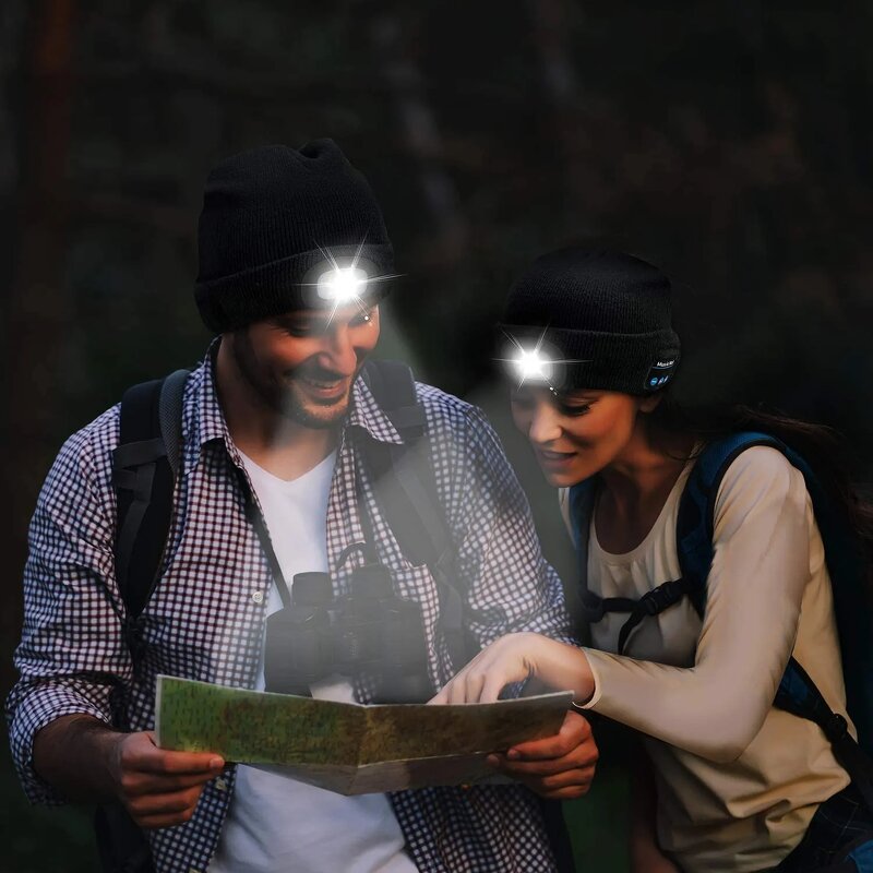 Headlamp Cap Manufacturer - Wholesale Winter Warm Knit Lighted Blue Tooth Cuffed