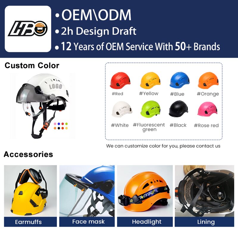 Safety Helmet Manufacturer - HBC ABS Shell EN 397 for Construction Mining Climbing