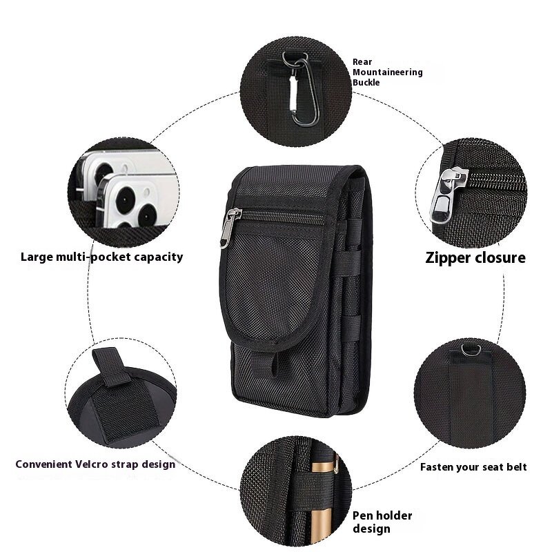 Waist Bag Manufacturer - Custom Black Durable Portable Zippered Tactical Pouch
