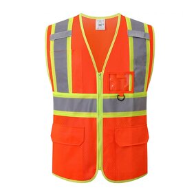 Safety Vest Manufacturer - HBC Customizable Reflective with Pockets and Zipper