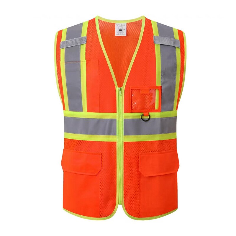 Safety Vest Manufacturer - HBC Customizable Reflective with Pockets and Zipper