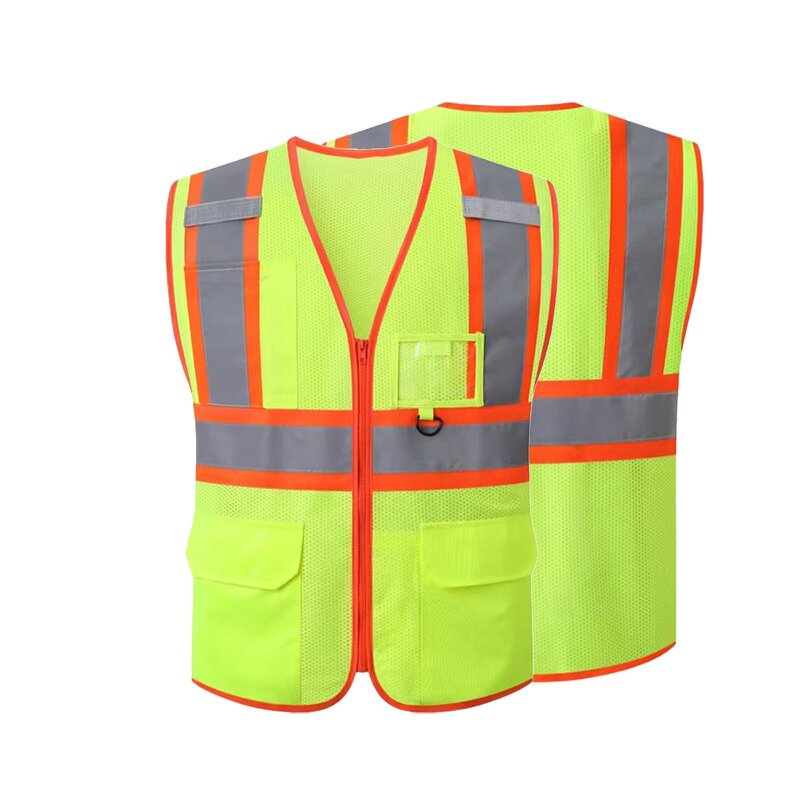 Safety Vest Manufacturer - HBC Customizable Reflective with Pockets and Zipper