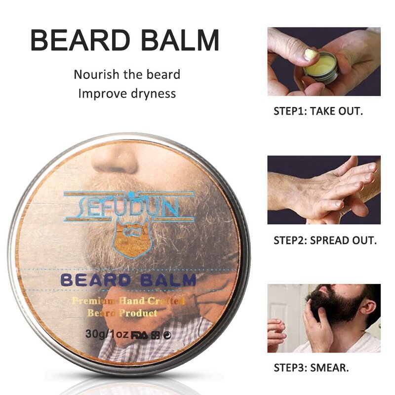 Beard Care Kit Manufacturer - 100% Natural Organic Balm Wax Brush Grooming Set Gift for Men