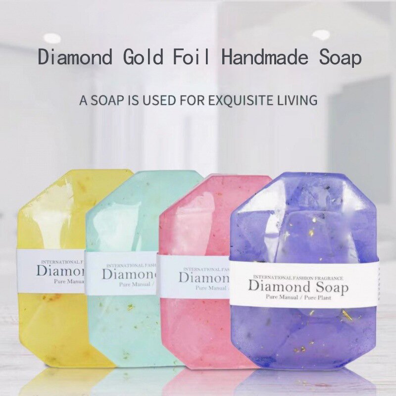 Handmade Soap Manufacturer - Diamond Shape Gem Bath Cleansing with Gold Foil Essential Oil