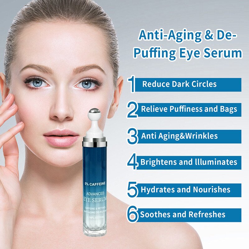 Eye Cream Manufacturer - Organic Caffeine with Roller for Dark Circles Puffiness Wrinkles & Lift