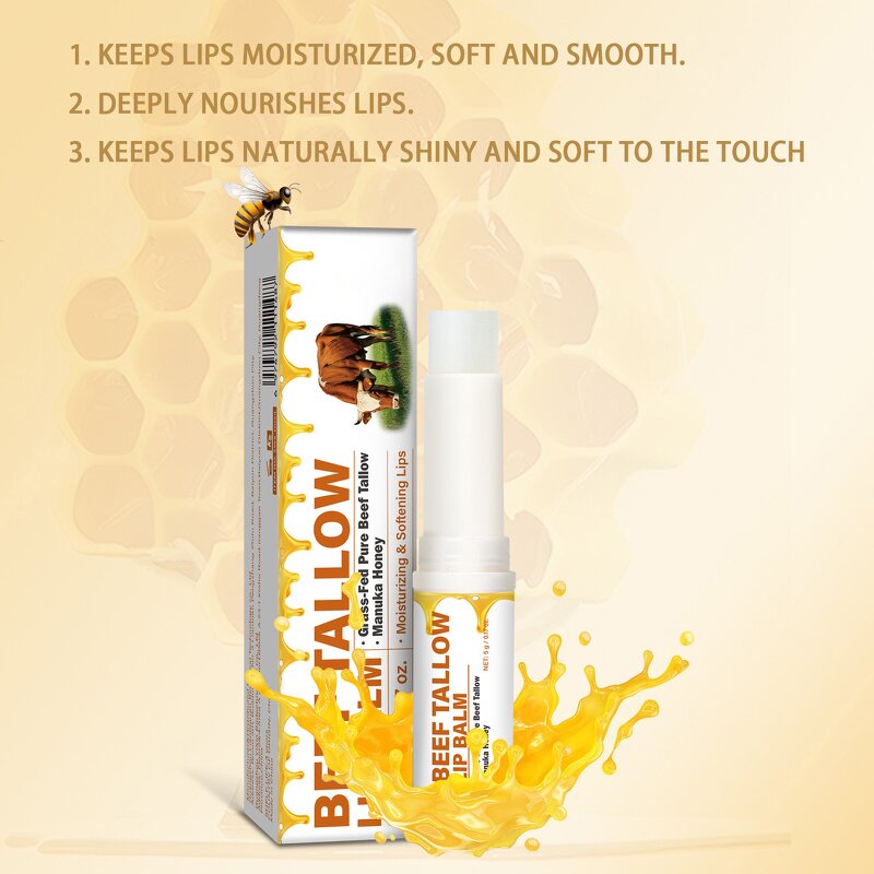 Lip Balm Manufacturer - Factory Wholesale 100% Beef Tallow Honey Moisturizing Whipped for Lip Care Organic