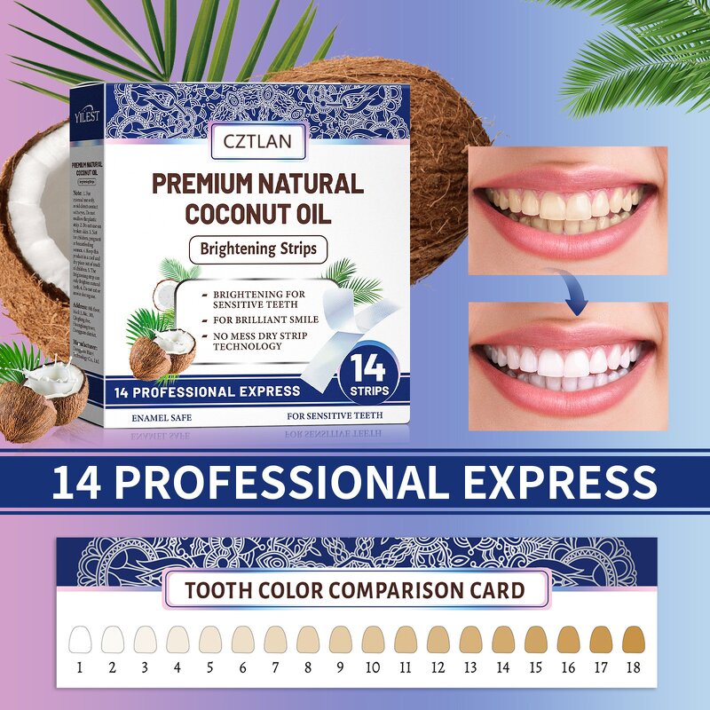 Teeth Whitening Strips Manufacturer - Hot Sale Bright White Smile Sensitive Free with Coconut Oil