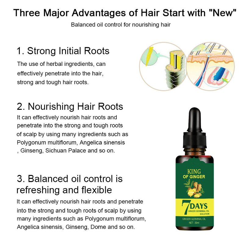 Ginger Essential Oil Manufacturer - 7 Days Pure Improving Hair Growth Anti Hair Loss Treatment for Men