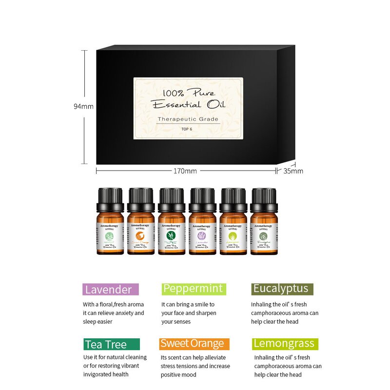 Aromatherapy Essential Oils Set Manufacturer - 6 Set Private Label Gift 10ml Lavender Oil for Relaxation and Calming