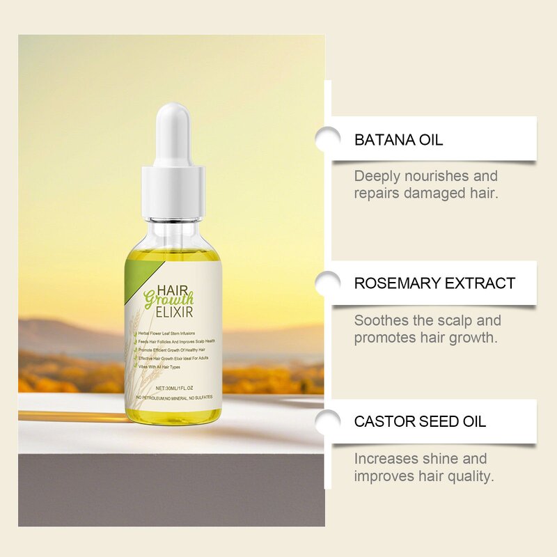 Hair Growth Elixir Manufacturer - Hot Selling Organic Rosemary Natural Scalp Treatment Anti Hair Loss Oil Tonic Unisex