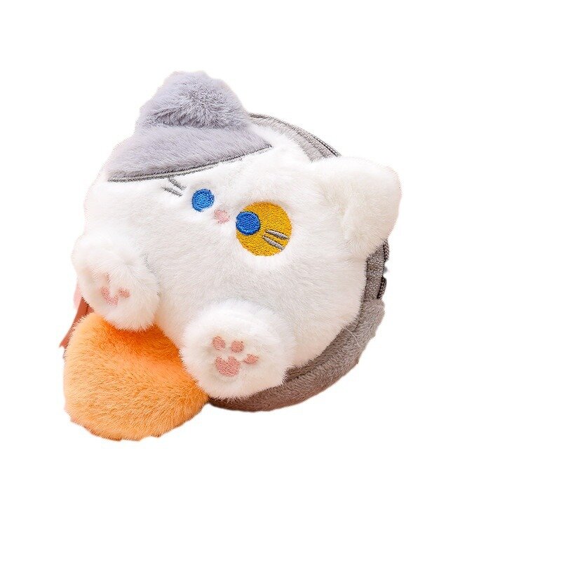 Coin Purse Manufacturer - Cute Cat Bead Chain Pendant Plush Earphone Bag