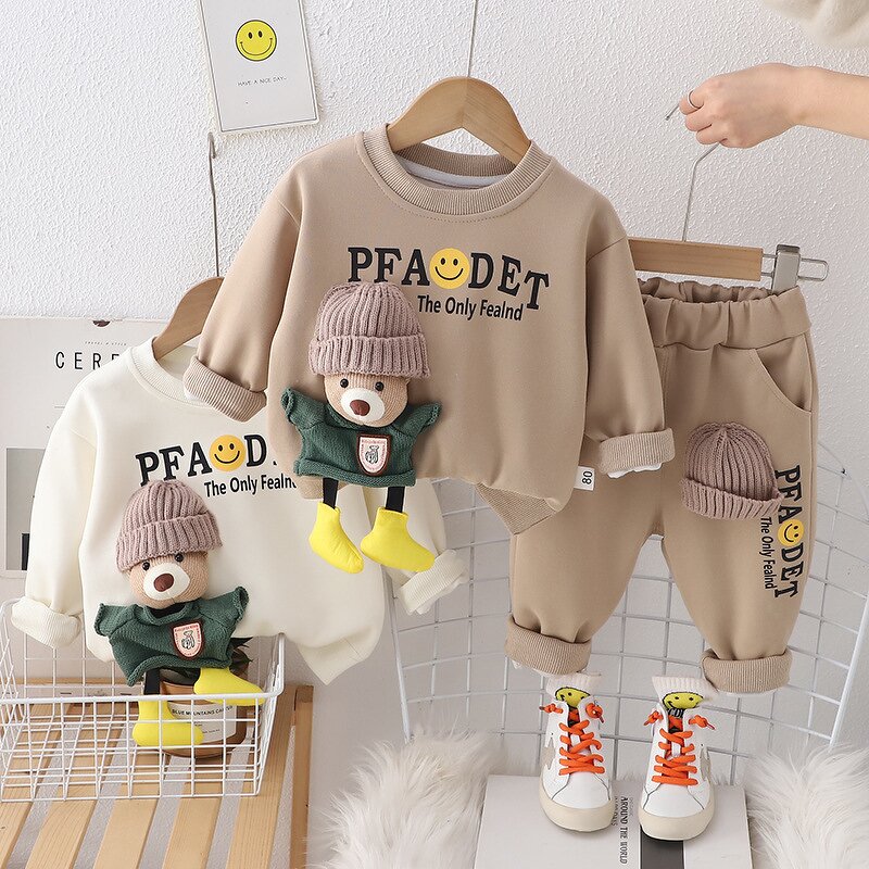 Boys' Sweatshirt Suit Manufacturer - Casual Cartoon Two-Piece 100% Cotton