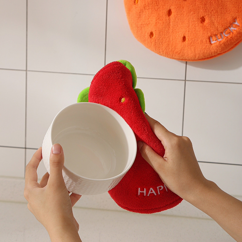 Children's Hand Towel Manufacturer - Cute Cartoon Fruit Coral Velvet Kitchen