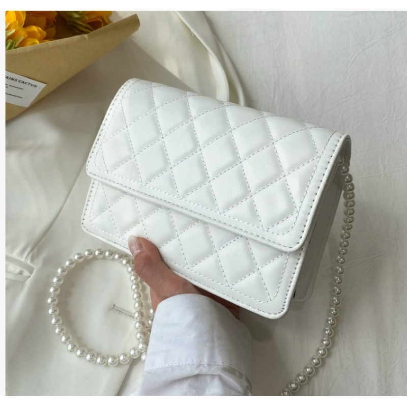 Shoulder Bag Manufacturer - Women's Pearl PU Rhombus Chain Crossbody