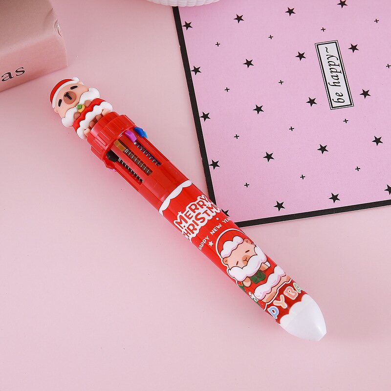 Ballpoint Pen Manufacturer - Christmas Ten Color 0.7mm Plastic Cartoon