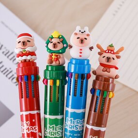 Ballpoint Pen Manufacturer - Christmas Ten Color 0.7mm Plastic Cartoon