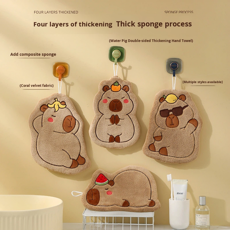 Hand Towel Manufacturer - Capybara Cartoon Cute Absorbent Hangable Thickened