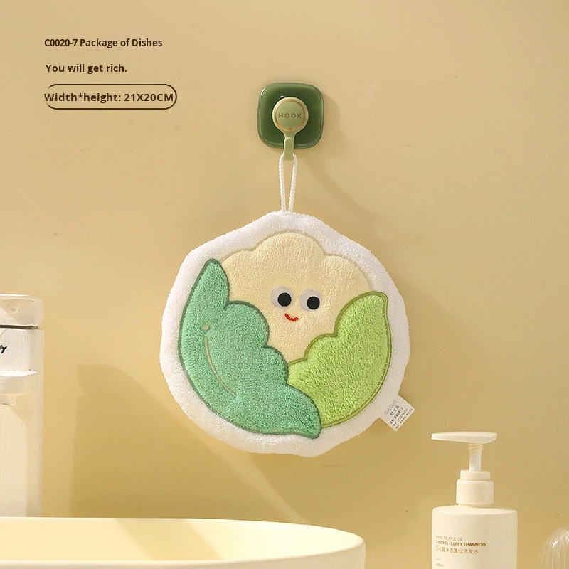 Hand Towel Manufacturer - Thickened Coral Velvet Embroidery Absorbent Hanging