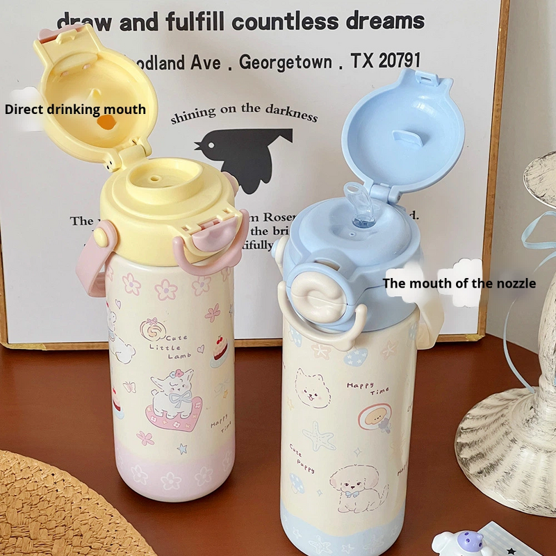 Straw Cup Manufacturer - Cartoon Pop-up Lid Insulated for Students