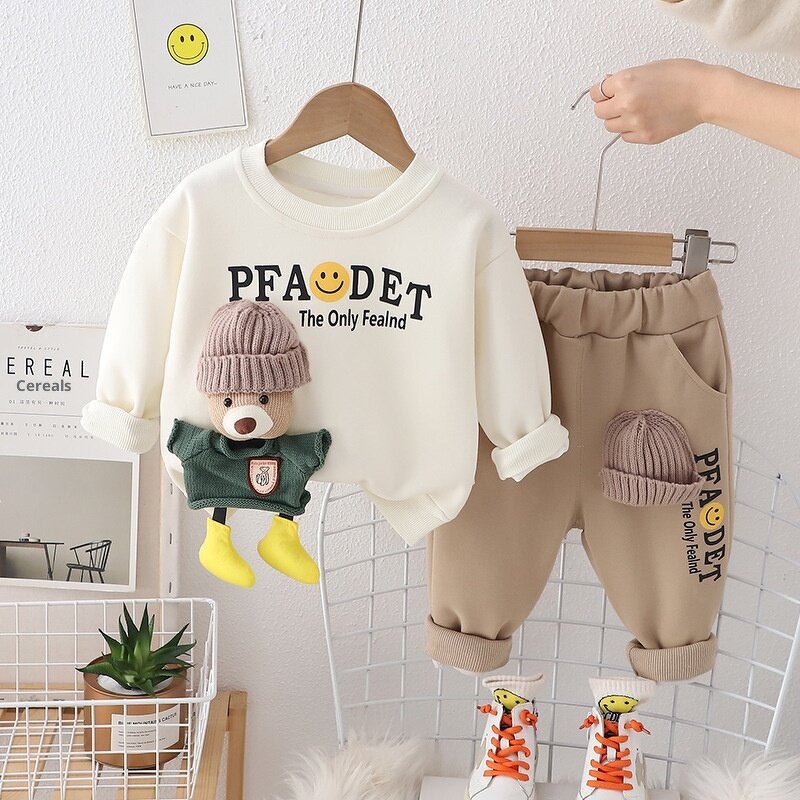 Boys' Sweatshirt Suit Manufacturer - Casual Cartoon Two-Piece 100% Cotton