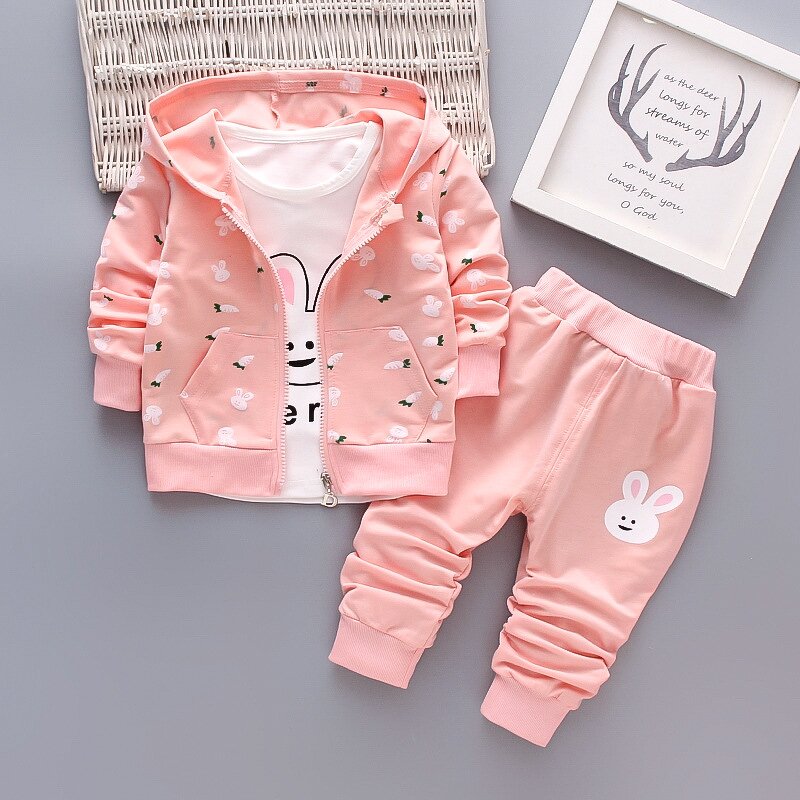 Girls' Sweat Suit Manufacturer - Casual Long Sleeve Three-Piece Polyester/Cotton