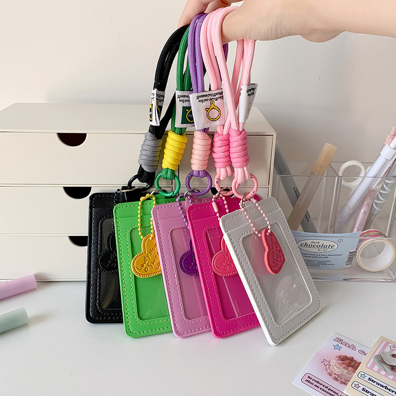 Lanyard Card Holder Manufacturer - Korean-style Vertical Dual-Slot PU