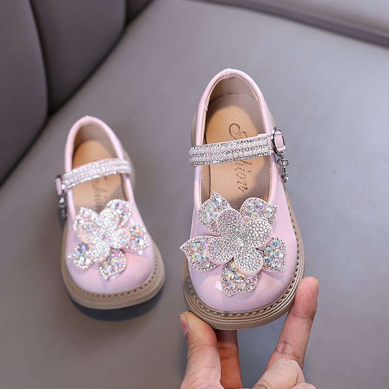 Baby Girls Shoes Manufacturer - Princess Diamond Leather Single Dance