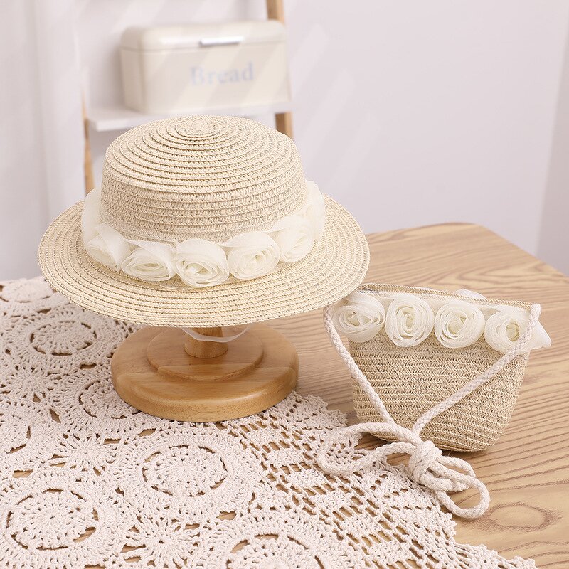 Bucket Hat Manufacturer - Baby Fashion with Bow Flat Eaves Straw
