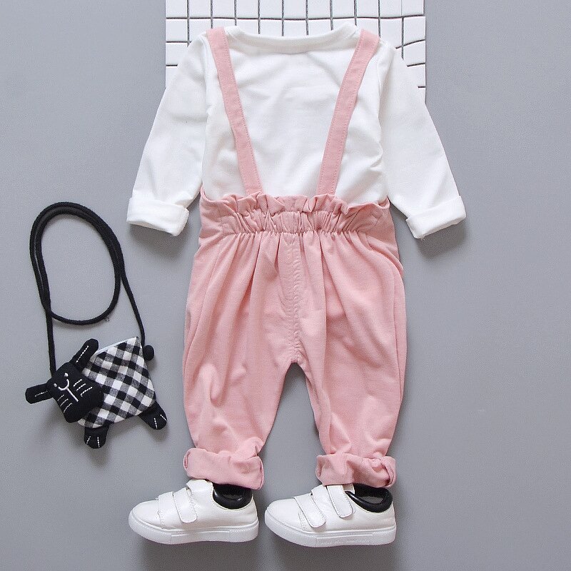 Children's Clothing Set Manufacturer - Girls Cartoon Strap Two-piece 0-4 Years