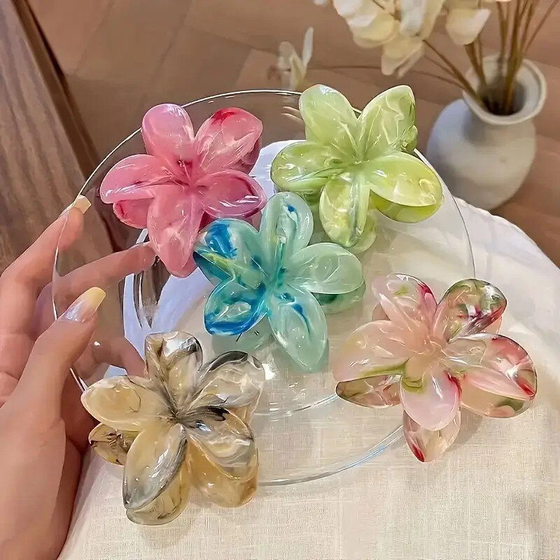 Hair Clip Manufacturer - Exquisite Gradient Marble Egg Flower Pastoral Style