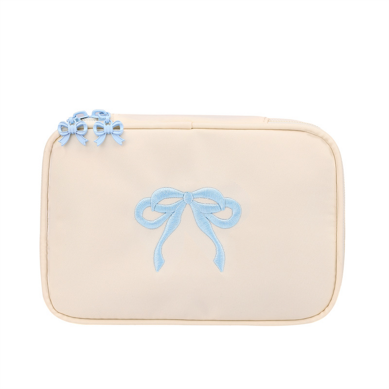 Cosmetic Bag Manufacturer - Portable Embroidered Bow Zipper Fashion