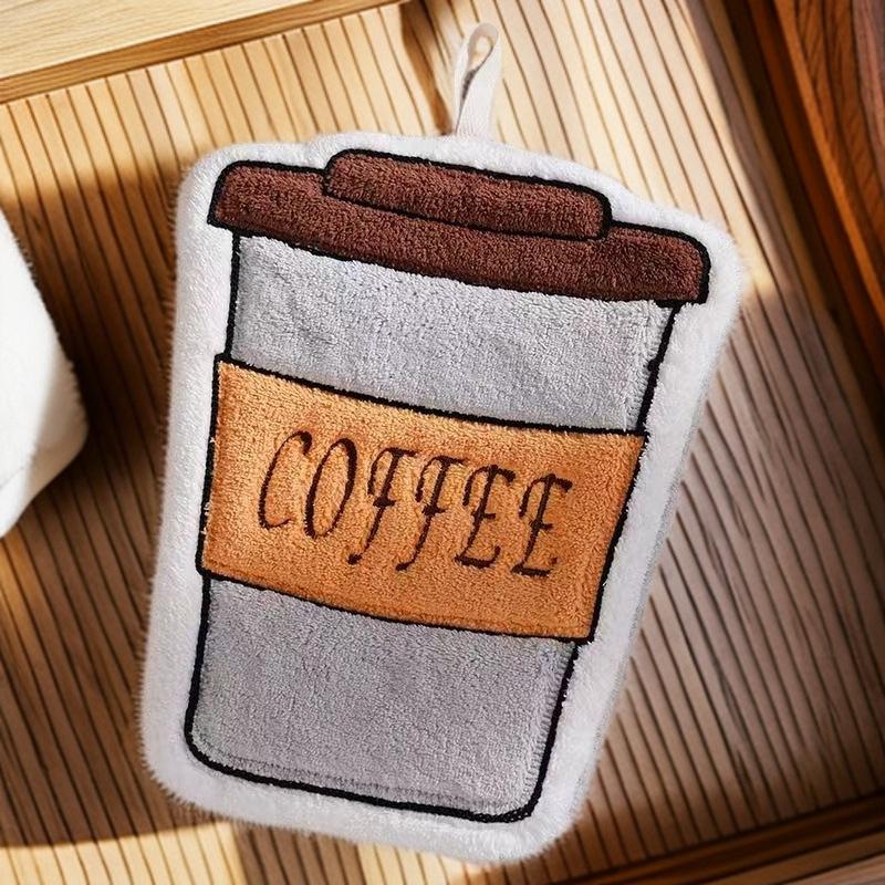 Hand Towel Manufacturer - New Coffee Thickened Coral Fleece Cute Kitchen