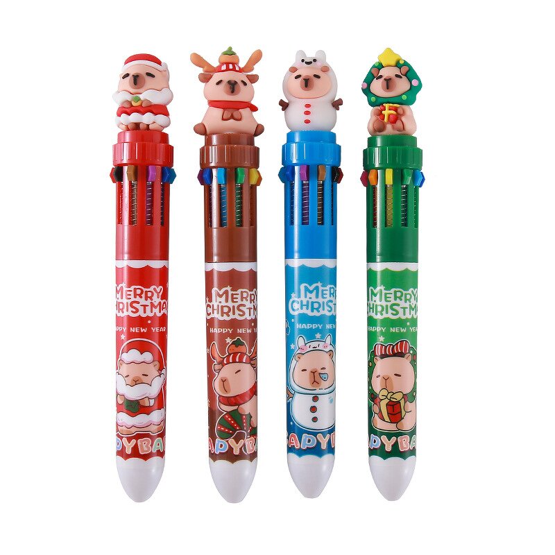 Ballpoint Pen Manufacturer - Christmas Ten Color 0.7mm Plastic Cartoon
