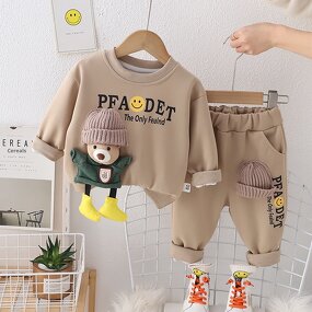 Boys' Sweatshirt Suit Manufacturer - Casual Cartoon Two-Piece 100% Cotton