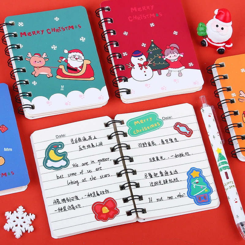 Notebook Manufacturer - Christmas Printed Leather Cover Side Flip Coil