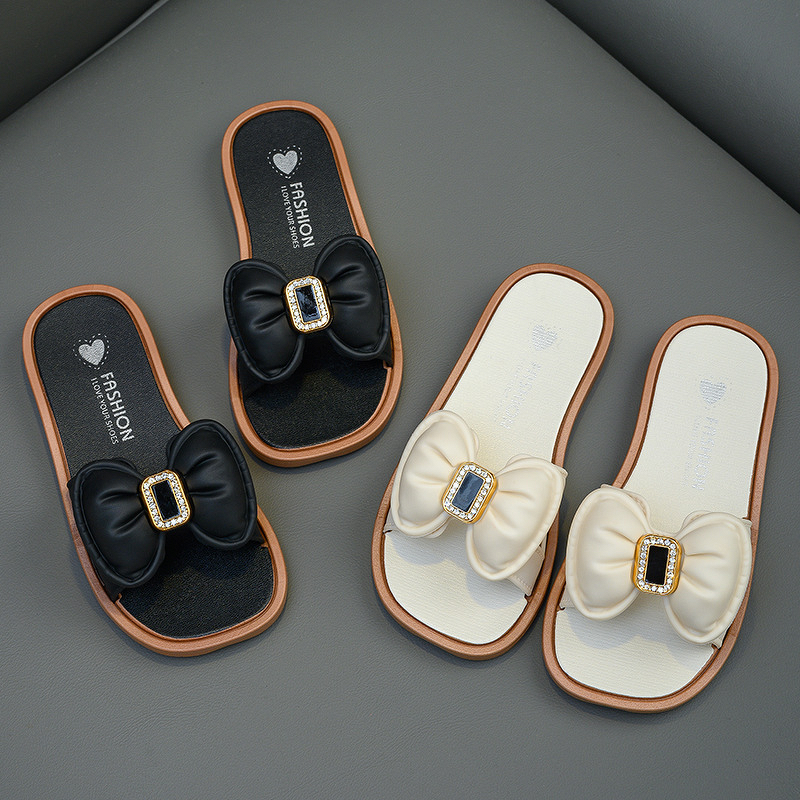 Children's Flip-flops Manufacturer - Bow Slip-On Flat Bottom Non-slip