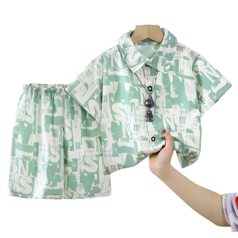 Children's Suit Manufacturer - Casual Cartoon Two-Piece Shorts Summer Beach