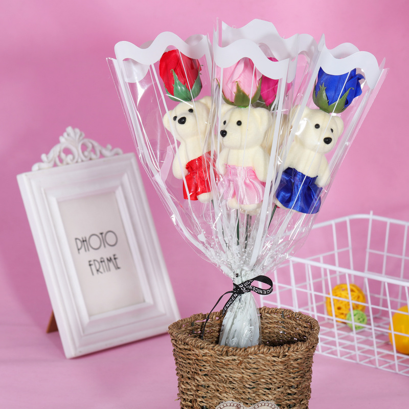Artificial Soap Roses Manufacturer - Romantic with Teddy Bear Birthday Gift